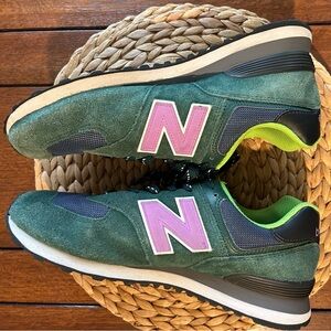 New Balance 574 Green Suede Sneakers